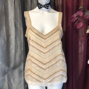 Liz Claiborne beaded metallic tank top camisole